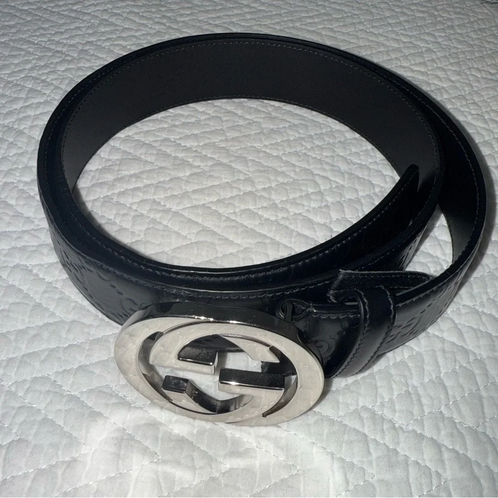 Gucci Monogram Belt with Interlocking G Buckle | 100% Authentic Sz 105 - Picture 4 of 6